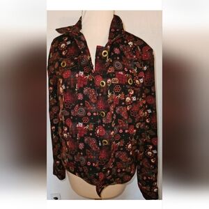 Christopher & Banks Jacket Women's Size Small Long Sleeve Button Front Floral